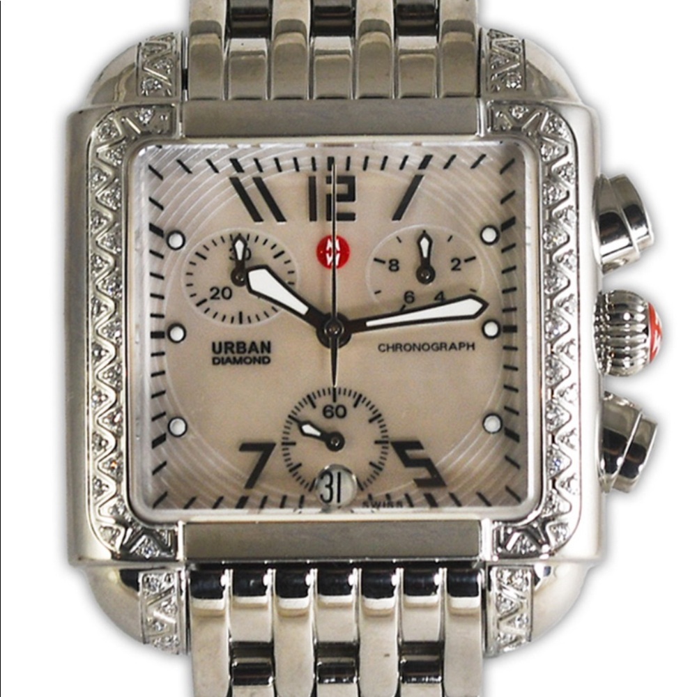 Michele Urban Diamond & Stainless Steel Watch